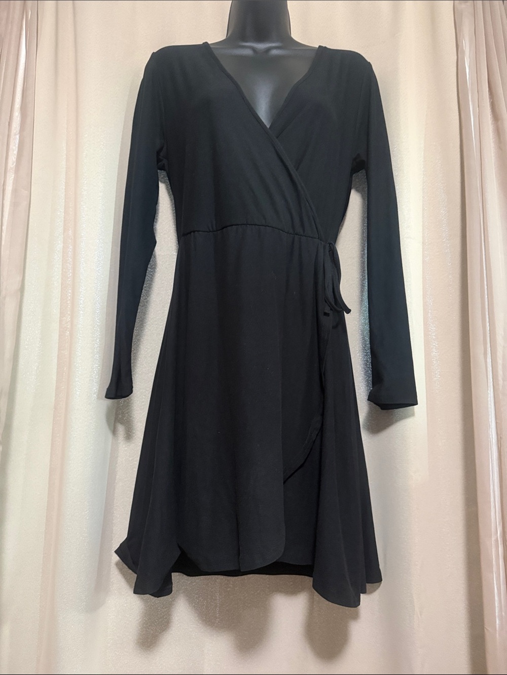 Classic Black Wrap Dress - Long Sleeve